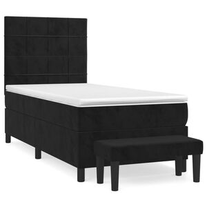 vidaXL Sommier &agrave; lattes de lit avec matelas Noir 90x190 cm Velours