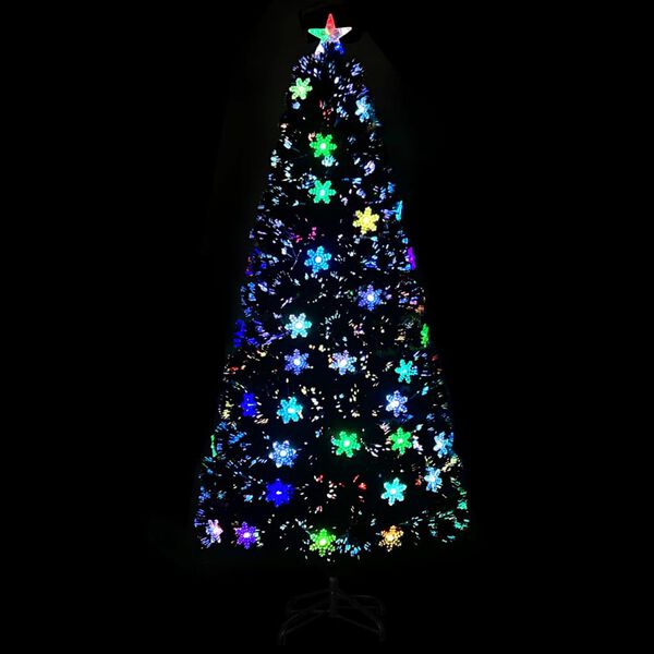 vidaXL Sapin de No&euml;l et flocons de neige LED Noir 150 cm Fibre optique