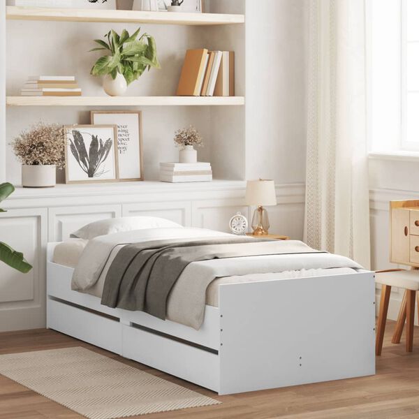 vidaXL Cadre de lit sans matelas blanc 75x190 cm