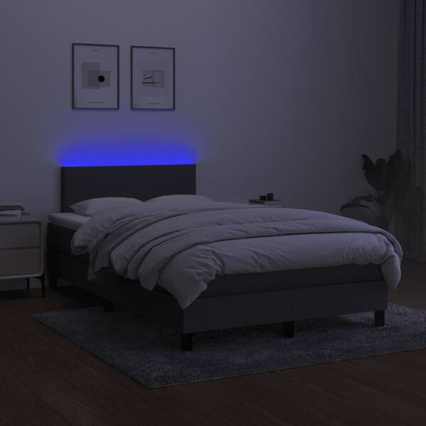 vidaXL Sommier &agrave; lattes de lit matelas LED gris fonc&eacute; 120x190 cm tissu