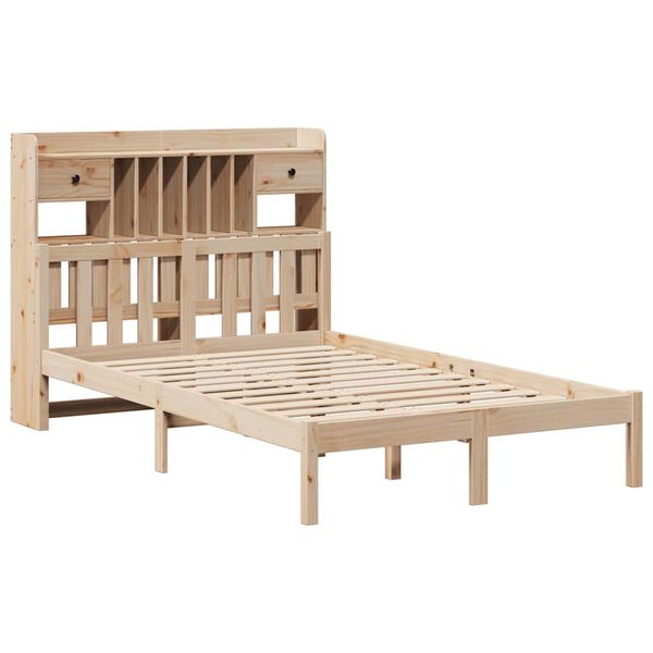 vidaXL Lit biblioth&egrave;que sans matelas 135x190 cm bois de pin massif