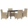 vidaXL Ensemble de salle &agrave; manger pour jardin 5 pcs Beige polyrotin