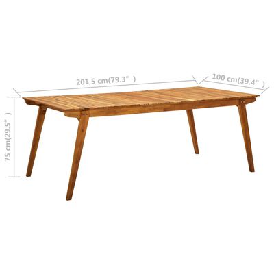 vidaXL Table de jardin 201,5x100x75 cm Bois d'acacia massif