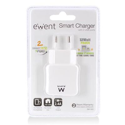 Ewent - Chargeur Usb Intelligent 2 Ports - 2.4 A