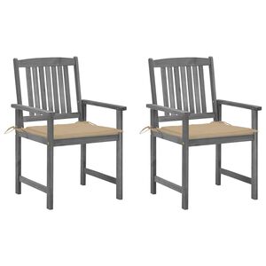 vidaXL Chaises de jardin et coussins lot de 2 Gris Bois acacia massif