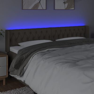 vidaXL Tête de lit à LED Taupe 183x16x78/88 cm Tissu