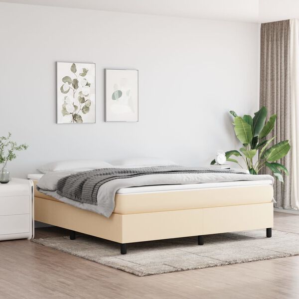vidaXL Sommier &agrave; lattes de lit avec matelas Cr&egrave;me 180x200 cm Tissu