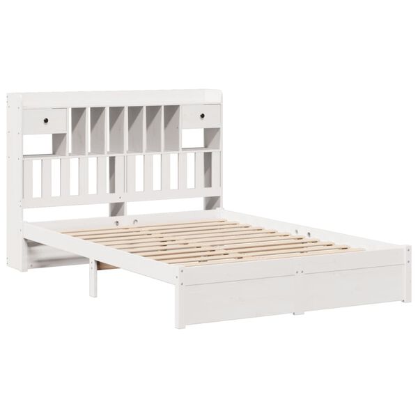 vidaXL Lit biblioth&egrave;que sans matelas blanc 140x200 cm bois pin massif