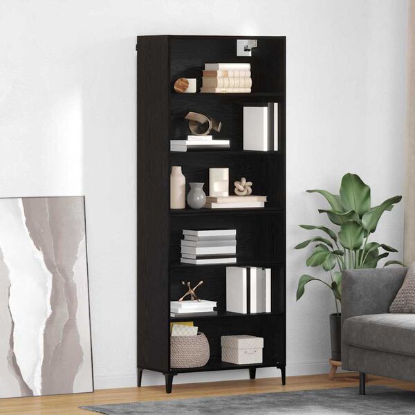 vidaXL Haut Armoire Ch&ecirc;ne noir 69,5 x 34 x 180 cm Bois d'ing&eacute;nierie