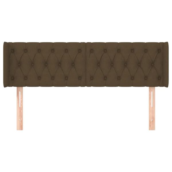 vidaXL T&ecirc;te de lit avec oreilles Marron Fonc&eacute; 163x16x78/88 cm Tissu