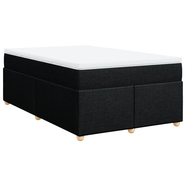 vidaXL Sommier &agrave; lattes de lit avec matelas Noir 120x200 cm Tissu