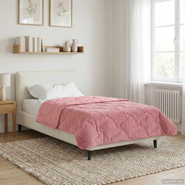 vidaXL Duvet complet toute l'ann&eacute;e Matelass&eacute; Rose 140 x 220 cm