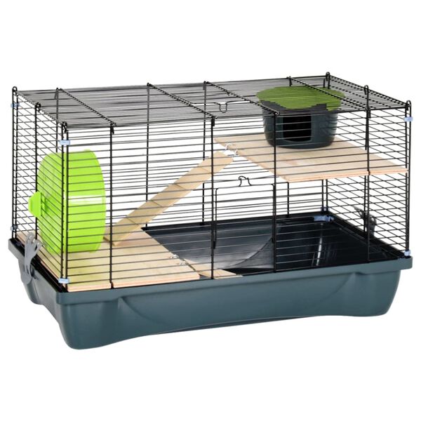 vidaXL Cage pour hamsters gris 58x32x36 cm polypropylène et métal