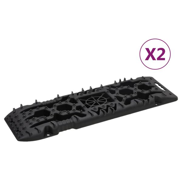 vidaXL Planches de traction 2 pc Noir 107x31x7 cm Nylon