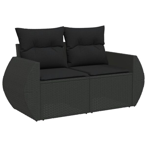 vidaXL Salon de jardin 8 pcs avec coussins noir r&eacute;sine tress&eacute;e