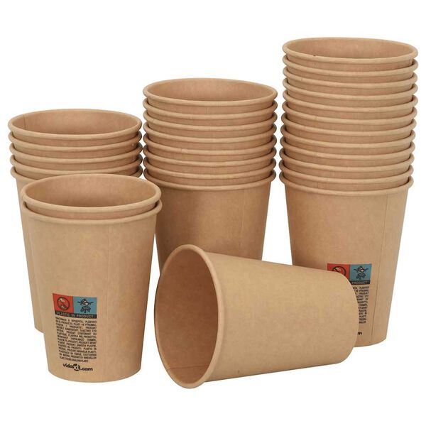 vidaXL Tasses à café en papier 1000 pcs 12oz 300ml marron