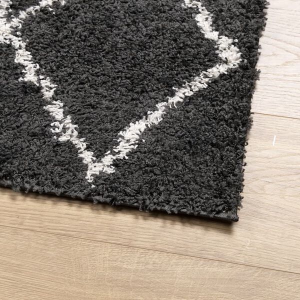 vidaXL Tapis shaggy &agrave; poils longs moderne noir et cr&egrave;me 240x240 cm