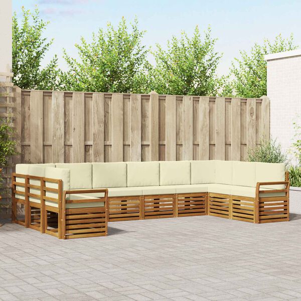 vidaXL Ensemble de canap&eacute; d'angle avec coussin 10 pcs Naturel et Cr&egrave;me