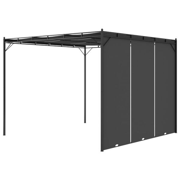 vidaXL Belvédère de jardin avec rideau latéral 3x3x2,25 m Anthracite