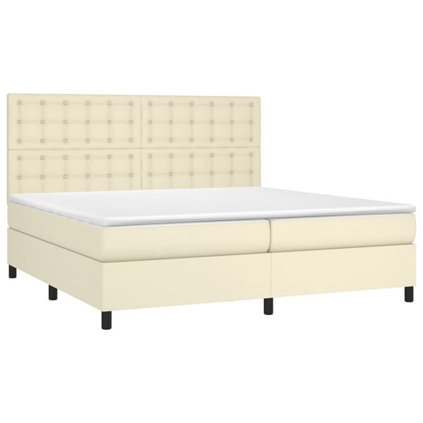 vidaXL Sommier &agrave; lattes de lit avec matelas Cr&egrave;me 200x200cm Similicuir