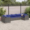 vidaXL Salon de jardin 7 pcs avec coussins Gris R&eacute;sine tress&eacute;e