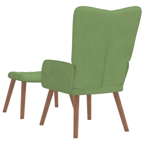 vidaXL Chaise de relaxation avec repose-pied Vert clair Velours