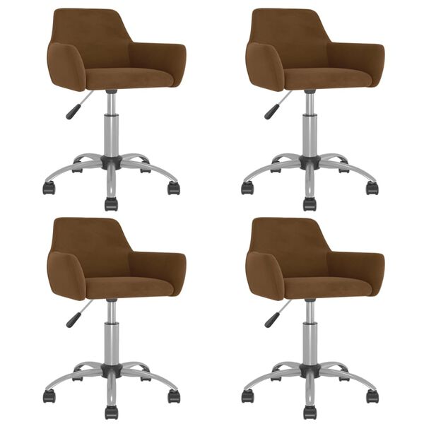 vidaXL Chaises &agrave; manger pivotantes lot de 4 Marron Velours