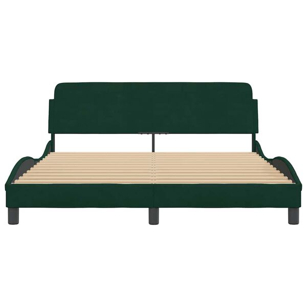 vidaXL Cadre de lit Dover vert fonc&eacute; 160x200 cm velours
