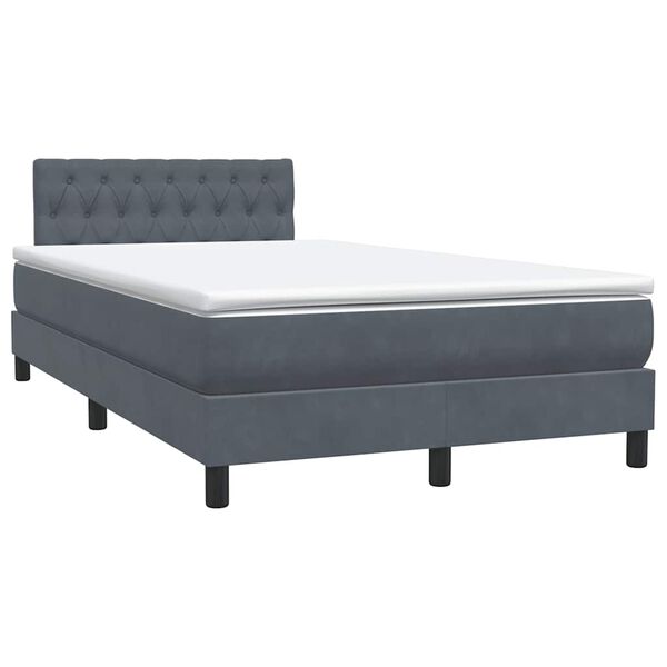 vidaXL Sommier &agrave; lattes de lit et matelas gris fonc&eacute; 120x210cm velours