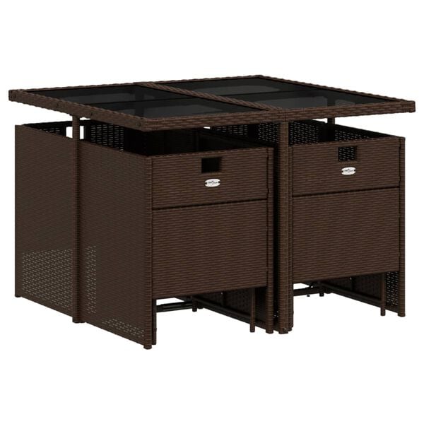 vidaXL Ensemble &agrave; manger de jardin et coussins 9 pcs marron poly rotin