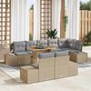 vidaXL Ensemble de salle &agrave; manger pour jardin 9 pcs Beige et gris