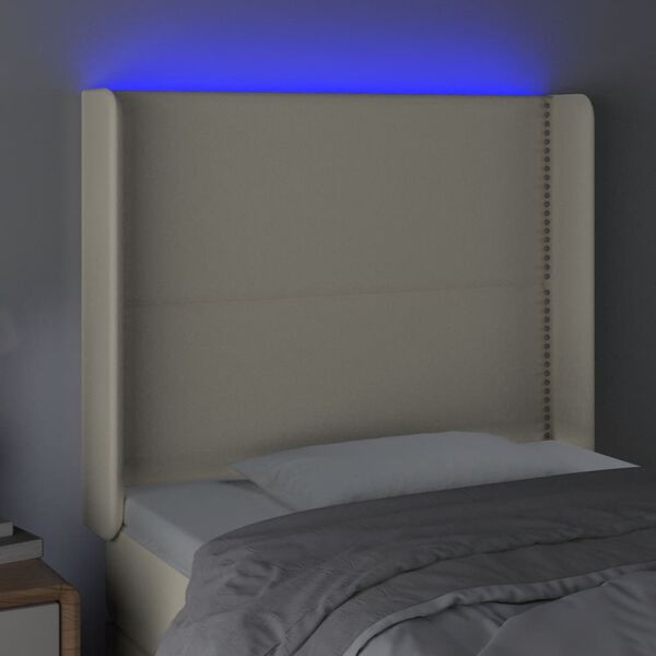 vidaXL T&ecirc;te de lit &agrave; LED Cr&egrave;me 83x16x118/128 cm Similicuir