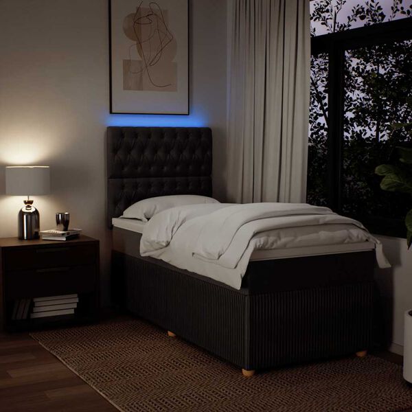 vidaXL Sommier &agrave; lattes de lit avec matelas Marron fonc&eacute; 90x200 cm