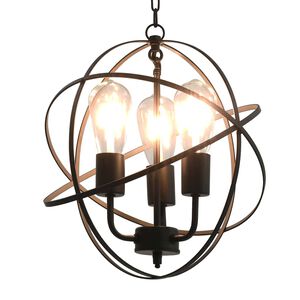 vidaXL Lampe suspendue Noir Sph&egrave;re 3 ampoules E27