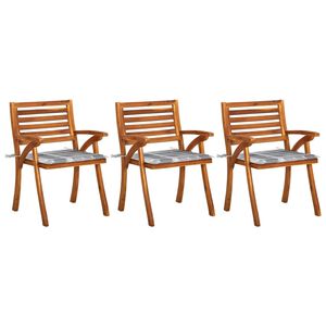vidaXL Chaises &agrave; manger de jardin avec coussins lot de 3 Acacia massif