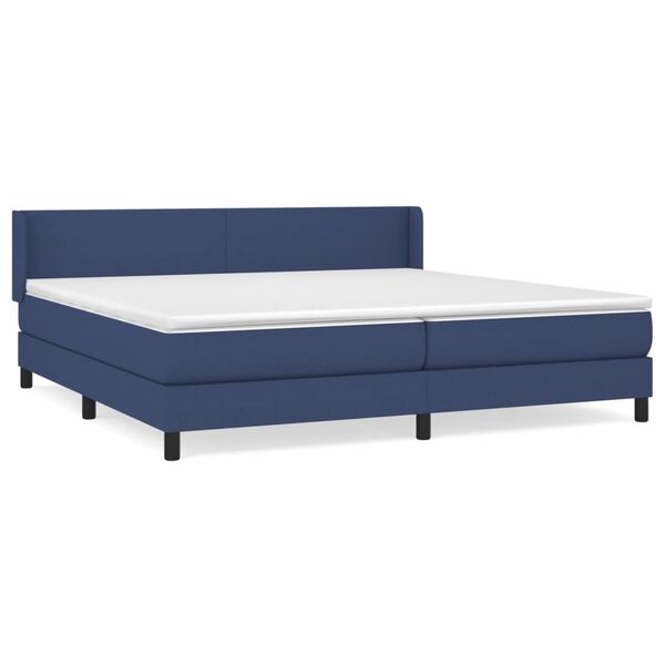 vidaXL Sommier &agrave; lattes de lit avec matelas Bleu 200x200 cm Tissu