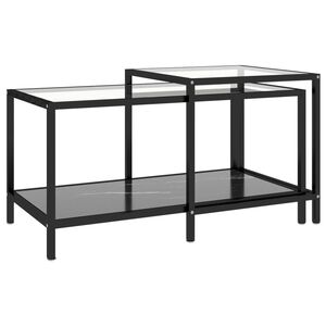 vidaXL Tables &agrave; th&eacute; 2 pcs Verre tremp&eacute; Noir