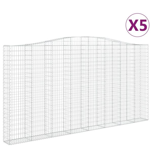 vidaXL Paniers &agrave; gabions arqu&eacute;s 5 pcs 400x30x200/220 cm Fer galvanis&eacute;