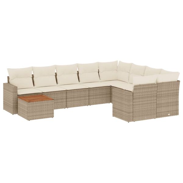 vidaXL Salon de jardin avec coussins 10 pcs beige r&eacute;sine tress&eacute;e