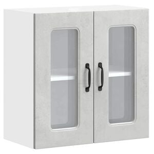 vidaXL Armoire murale de cuisine avec porte en verre Kalmar gris b&eacute;ton
