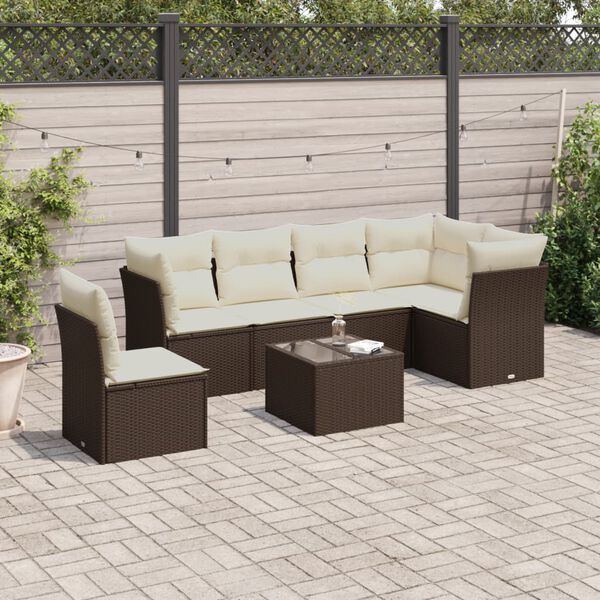 vidaXL Salon de jardin avec coussins 6 pcs marron r&eacute;sine tress&eacute;e