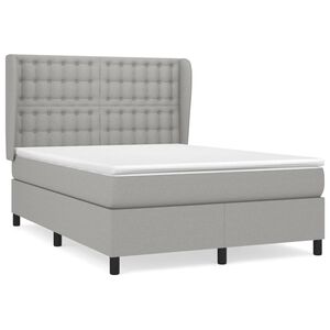 vidaXL Sommier &agrave; lattes de lit avec matelas Gris clair 140x190cm Tissu