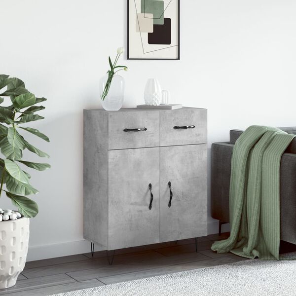 vidaXL Buffet gris b&eacute;ton 69,5x34x90 cm bois d'ing&eacute;nierie