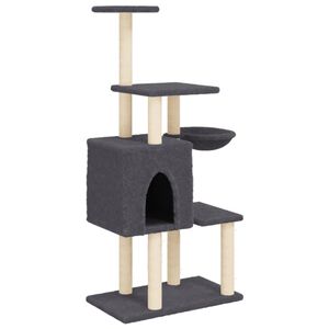vidaXL Arbre &agrave; chat avec griffoirs en sisal Gris fonc&eacute; 131 cm