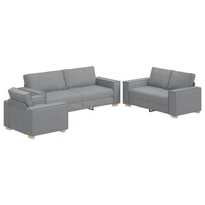 vidaXL Canap&eacute; 3 pcs Gris clair 220 x 80 x 84 cm Tissu en lin m&eacute;lang&eacute;