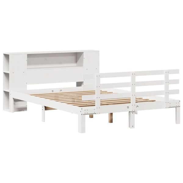 vidaXL Lit bibliothèque sans matelas blanc 150x200 cm bois pin massif