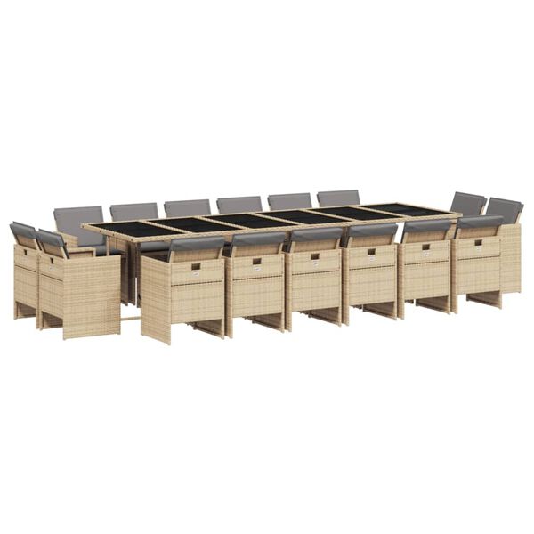 vidaXL Ensemble &agrave; manger de jardin et coussins 17 pcs m&eacute;lange beige