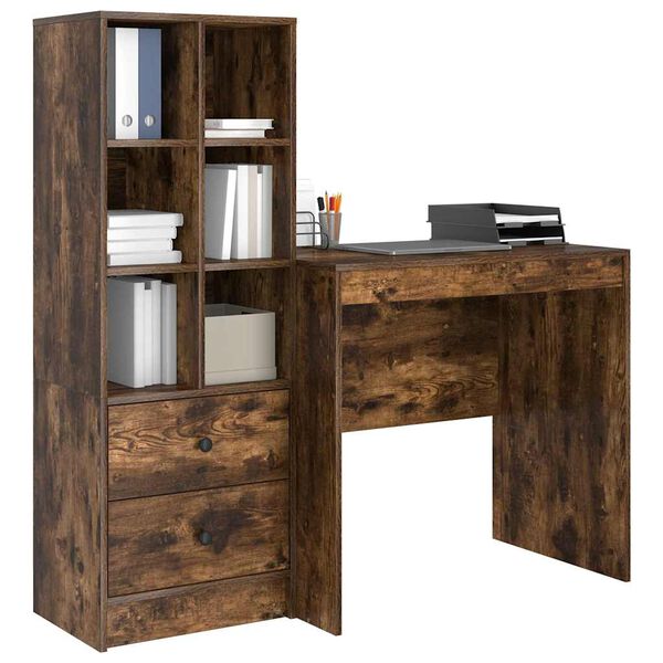 vidaXL Bureau avec tiroir 2 pcs Ch&ecirc;ne fum&eacute;
