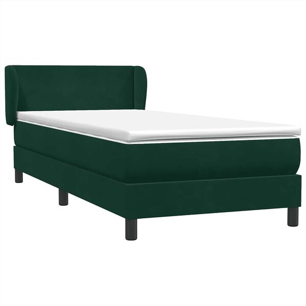 vidaXL Sommier &agrave; lattes de lit et matelas vert fonc&eacute; 90x210 cm velours
