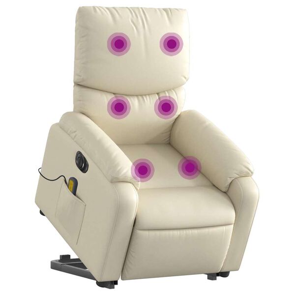 vidaXL Fauteuil inclinable de massage électrique crème similicuir